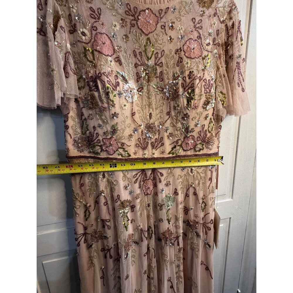 NWT Mac Duggal Floral Sequined Embellished High Neck Butterfly Sleeve Gown SZ 14 - Picture 11 of 14